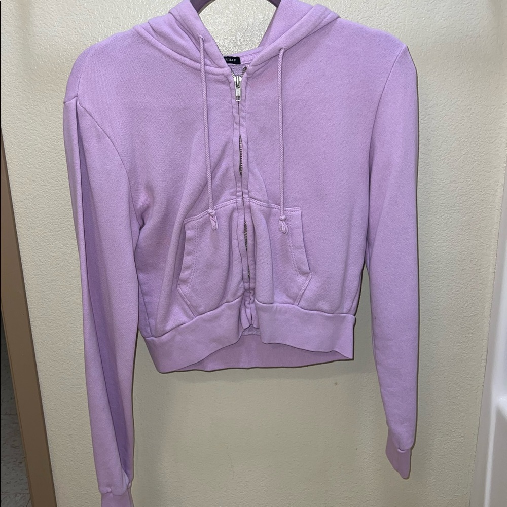 Brandy Melville NWOT lilac crystal cropped hoodie